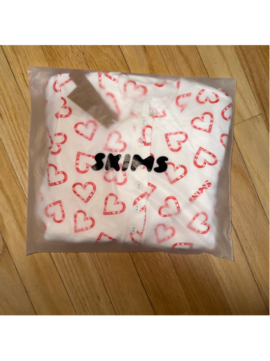 SKIMS Other - SKIMS Cotton Rib Henley Pant Sleep Set L Marble Candy Heart Print SKU708